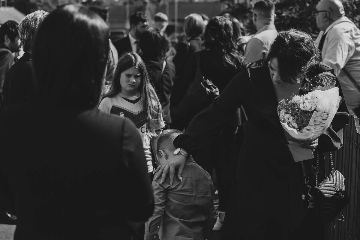 Mum and son moment at funeral