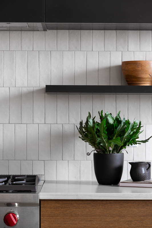 White kitchen subway tile backsplash 