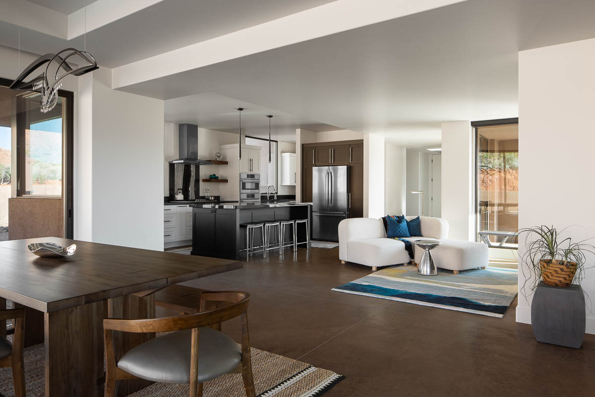 Open plan living room and kitchen