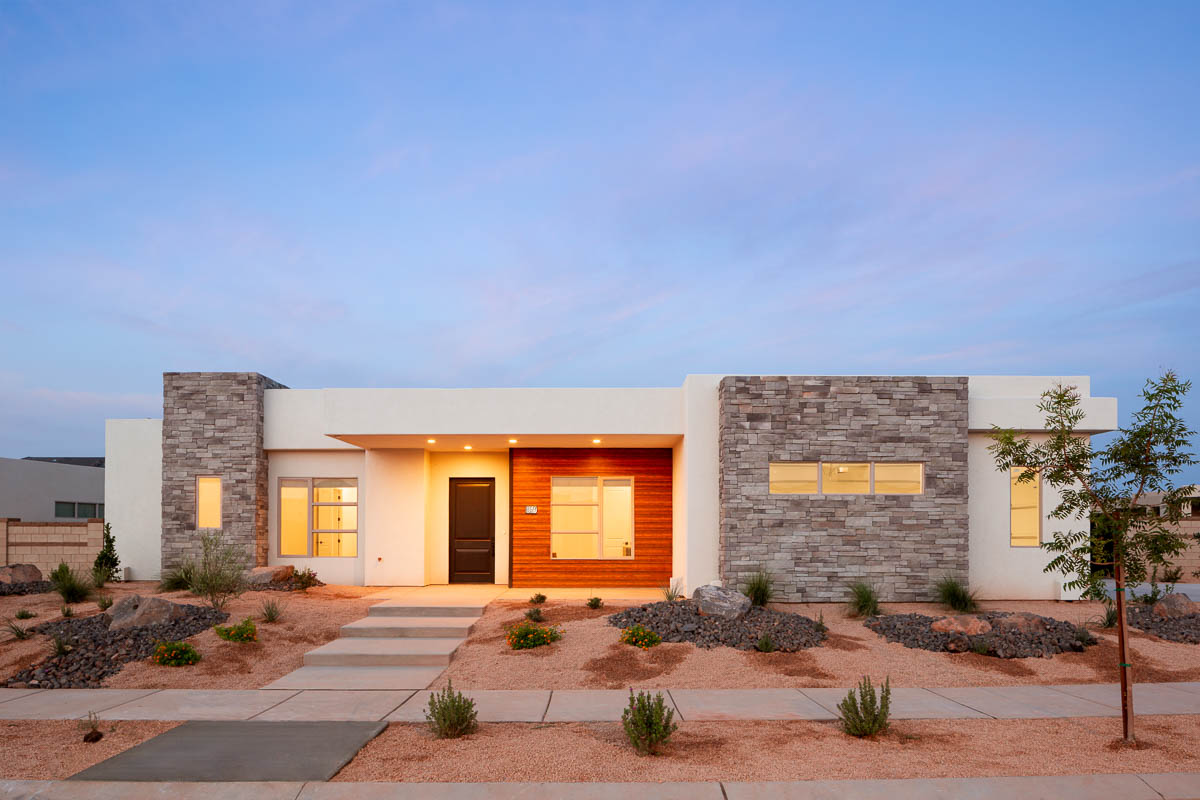 House facade at sunrise 