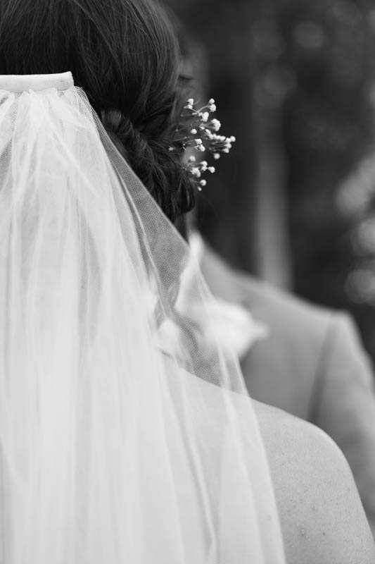 Brides Veil and flower in her hair