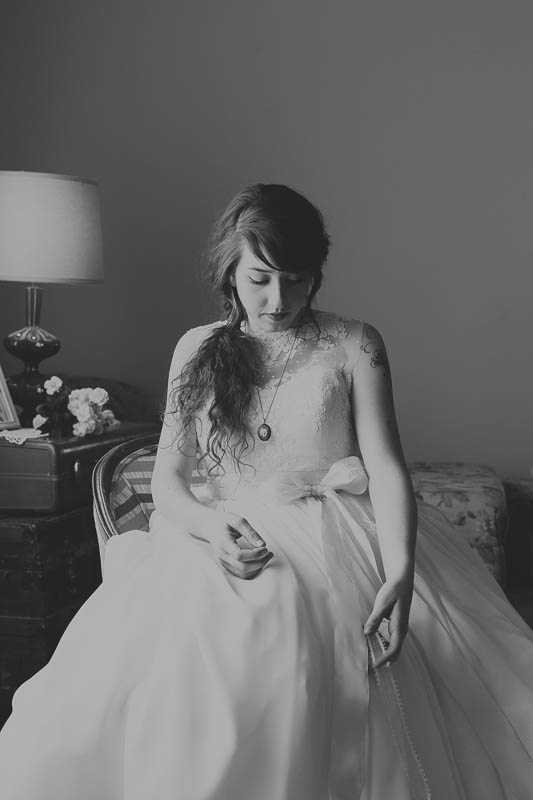 Beautiful bride in the moments before her wedding